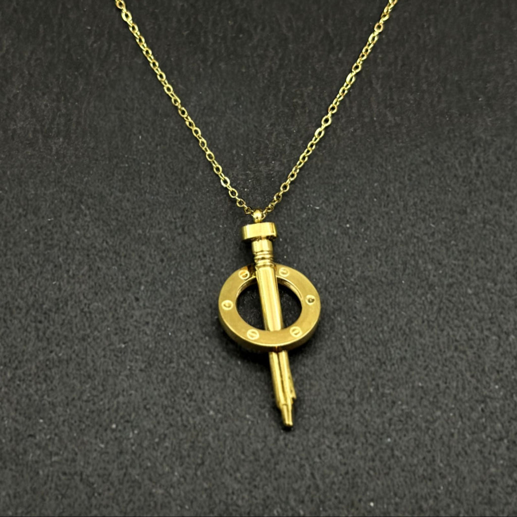Silver and Golden stainless steel chain necklace with nail pendant