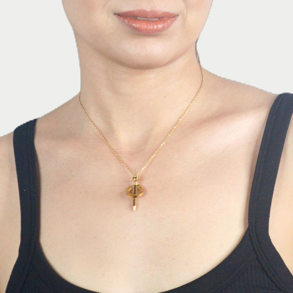 Silver and Golden stainless steel chain necklace with nail pendant