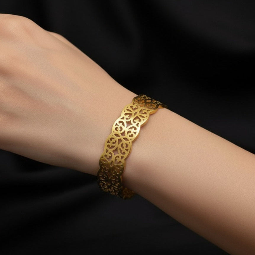 Stainless Steel Ornate Filigree Bangle