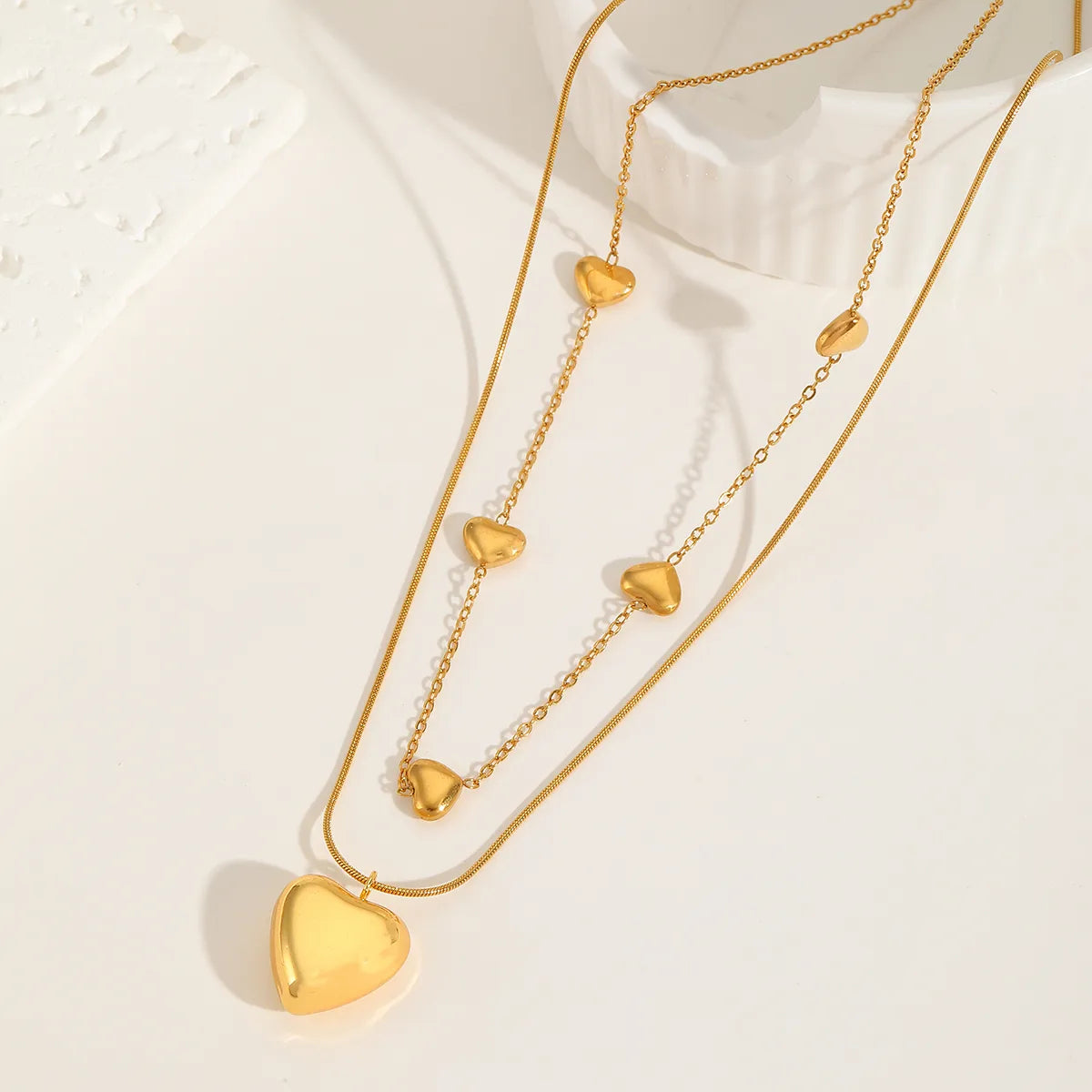 Love Heart Pendant Layered Necklace