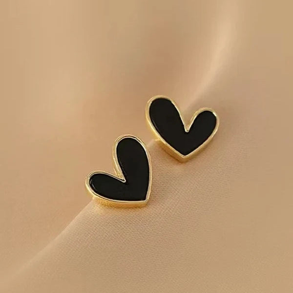 Black and White Heart design stud earrings
