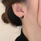 Black and White Heart design stud earrings