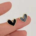 Black and White Heart design stud earrings