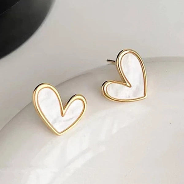 Black and White Heart design stud earrings
