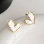 Black and White Heart design stud earrings