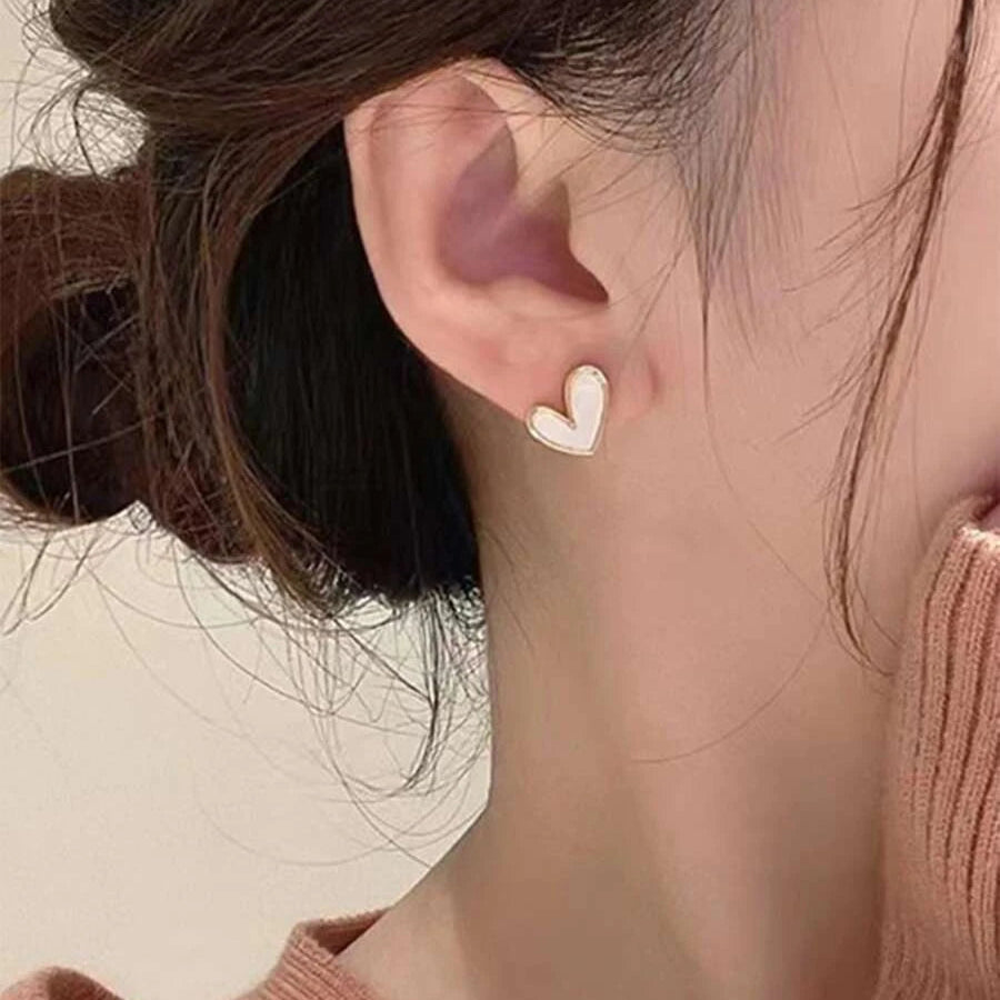 Black and White Heart design stud earrings