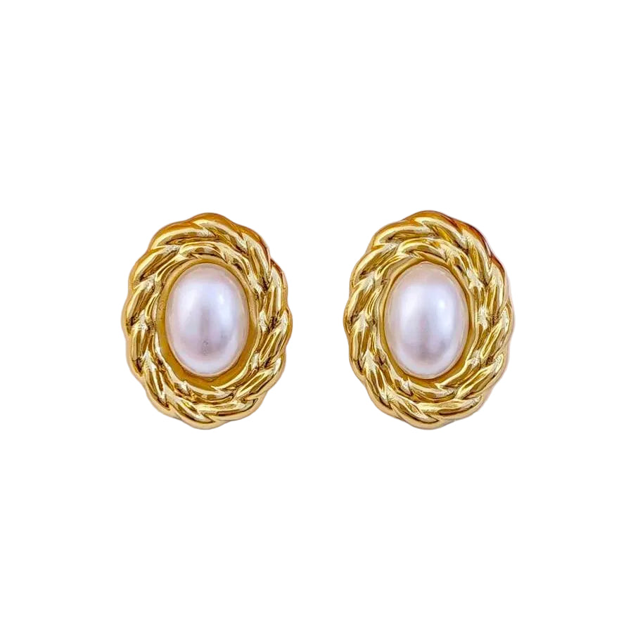 Geometric Twisted Oval Stud Earrings For Women