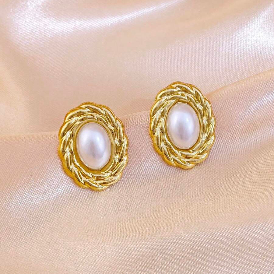 Geometric Twisted Oval Stud Earrings For Women