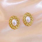 Geometric Twisted Oval Stud Earrings For Women