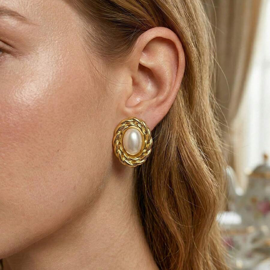 Geometric Twisted Oval Stud Earrings For Women