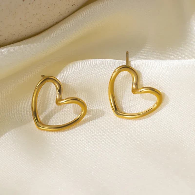 Stainless Steel Heart Themed Stud Earring