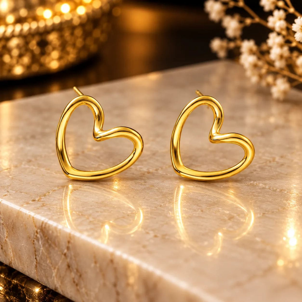 Stainless Steel Heart Themed Stud Earring
