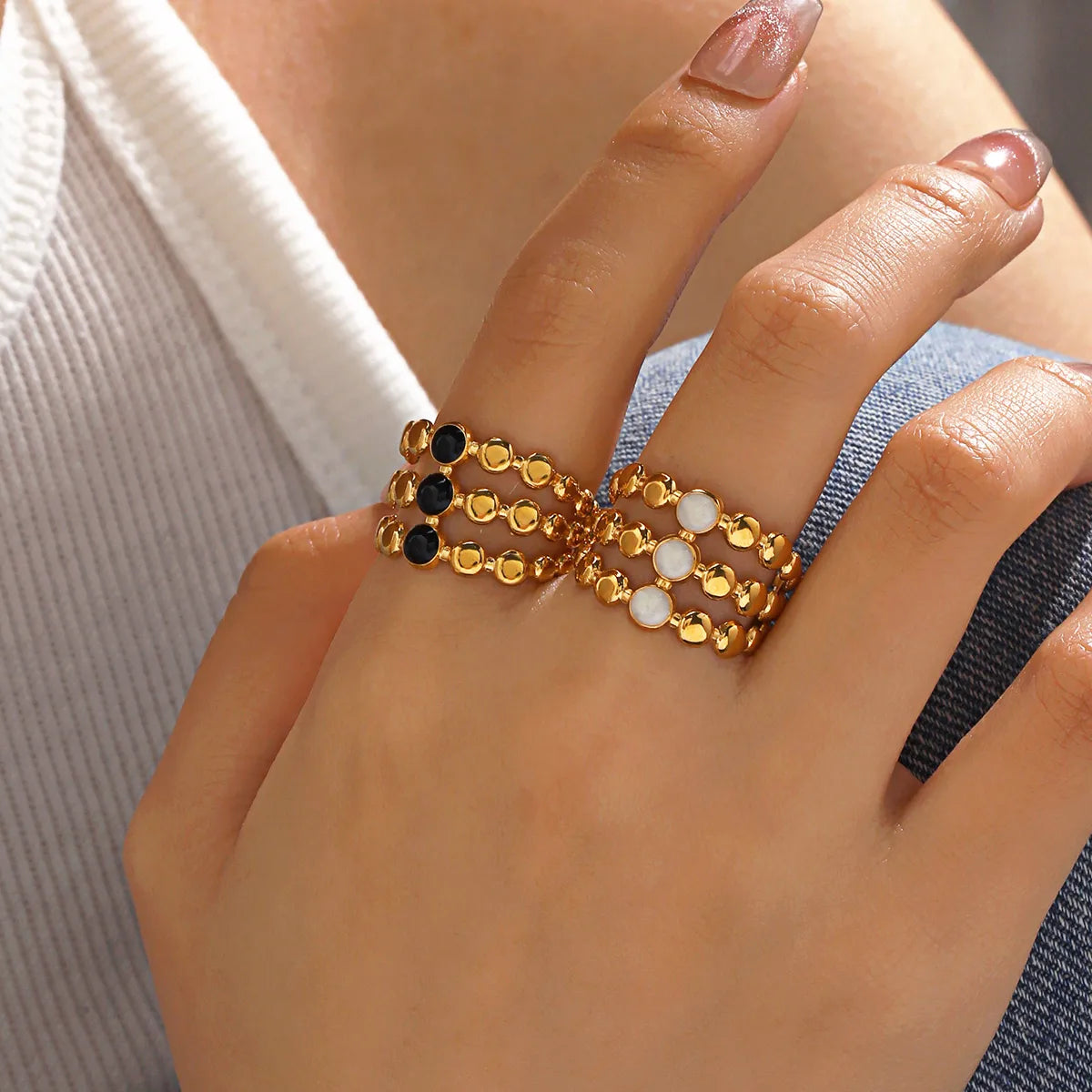 Vintage Geometric Oil Drop Ring