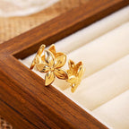 Gold Floral Open Ring