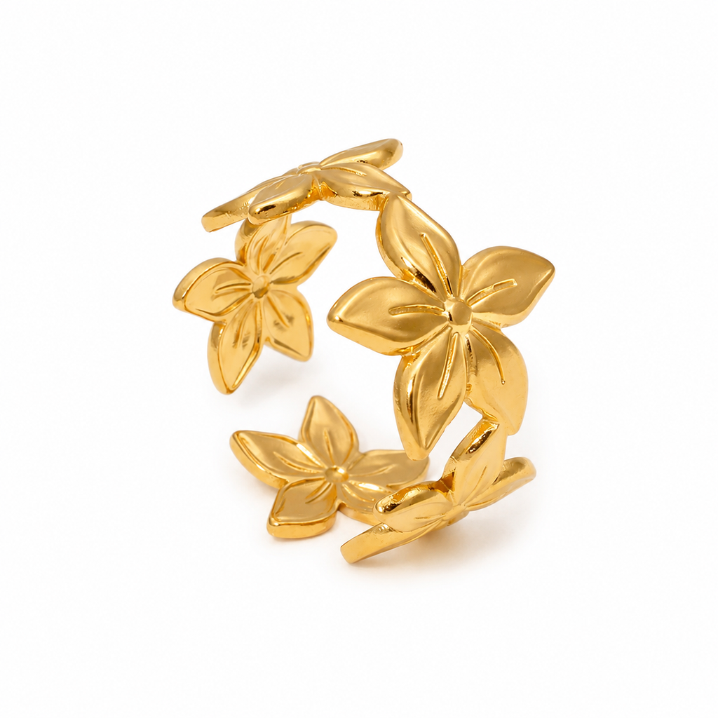 Gold Floral Open Ring