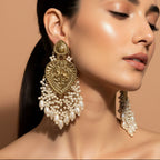 Antique Heart Pearl Tassel Earrings