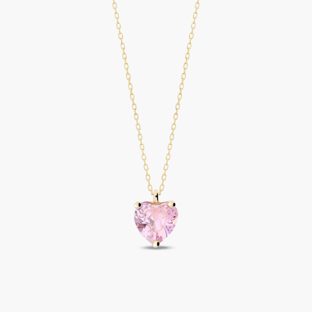 heart-shaped pink zircon or crystal Necklace