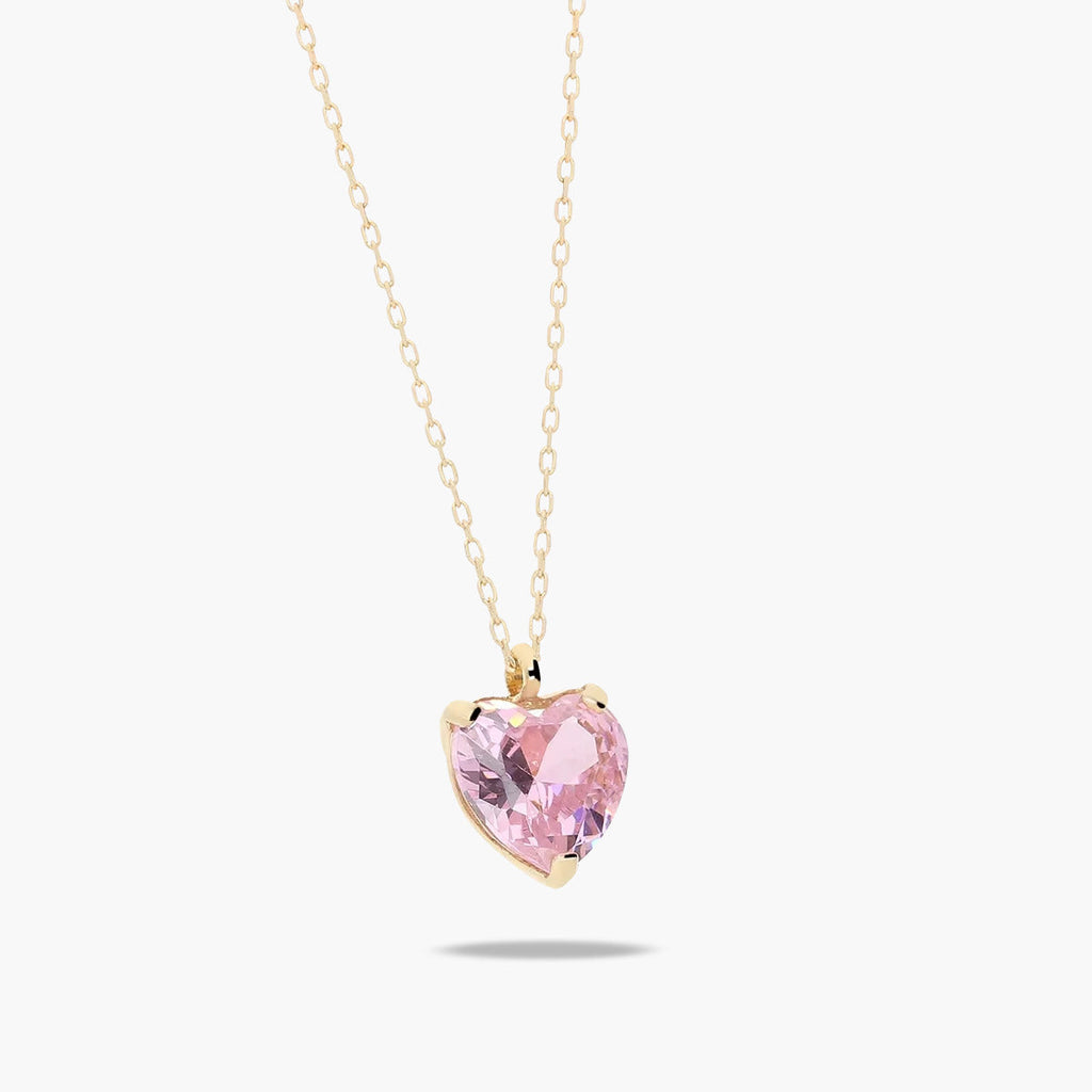 heart-shaped pink zircon or crystal Necklace