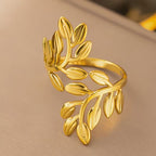 Gold Botanical Leaf Wrap Ring