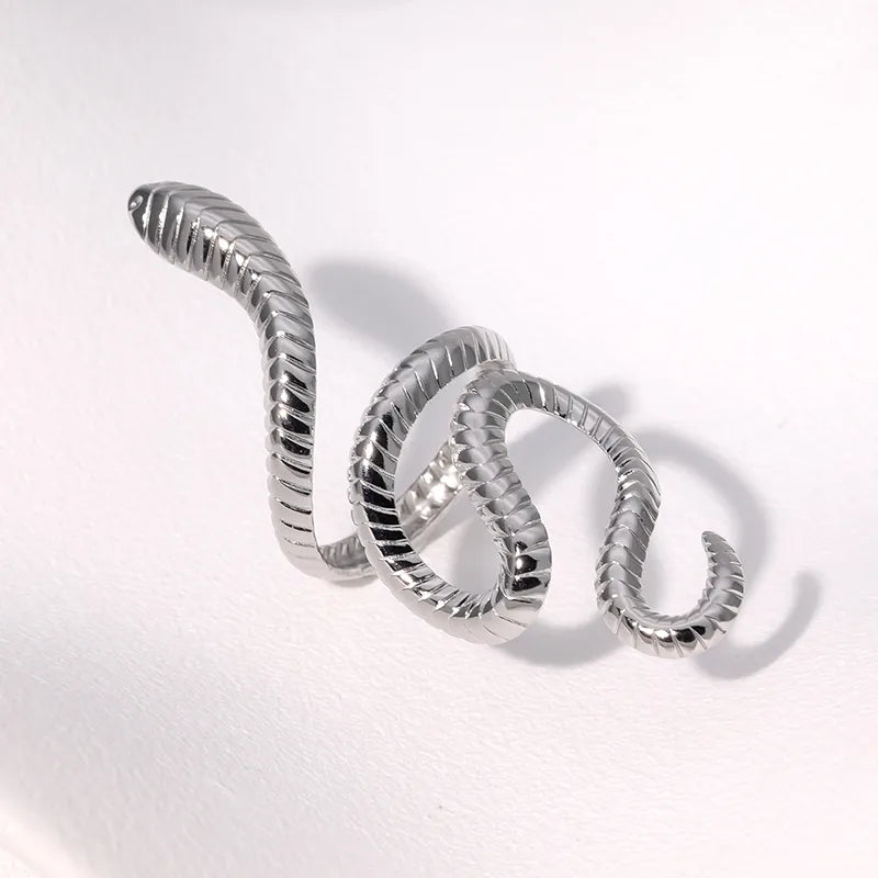 Snake Shaped Open Ring - Silver
