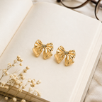 minimalist gold-plated bow stud earrings