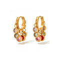 Multi-Color Gemstone Hoop Earring