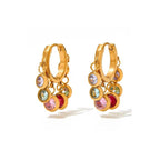 Multi-Color Gemstone Hoop Earring