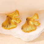 Ginkgo leaf stud earrings For Women