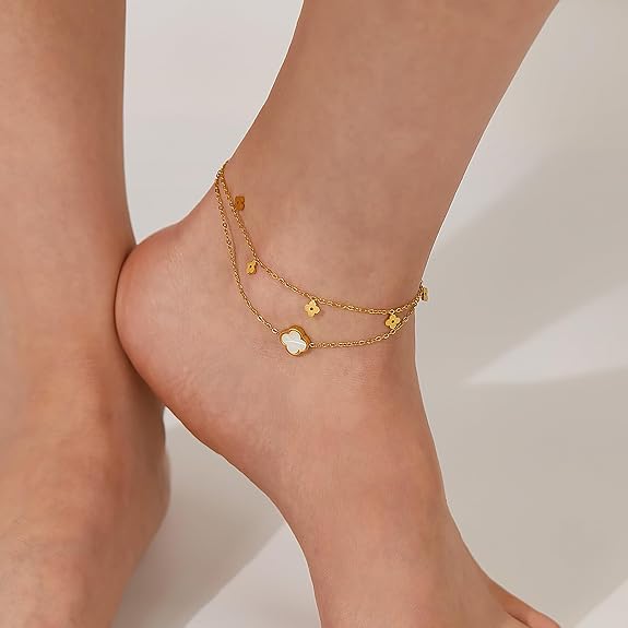 Léa Gold Clover Anklet