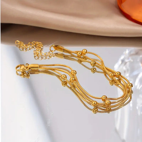 3 Layer Golden Beads Bracelet