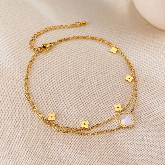 Léa Gold Clover Anklet