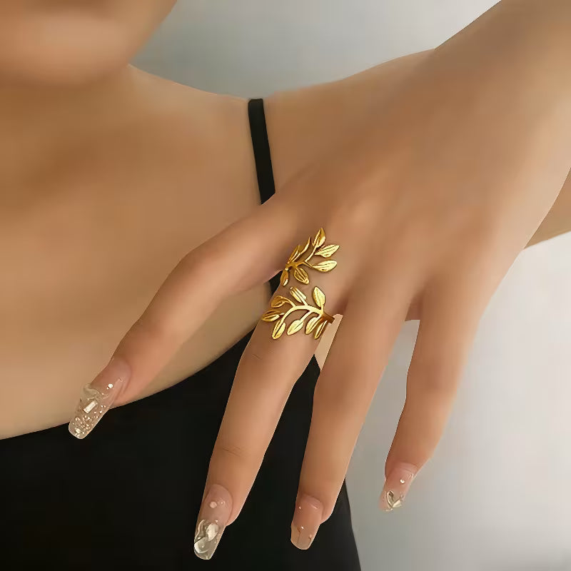 Gold Botanical Leaf Wrap Ring