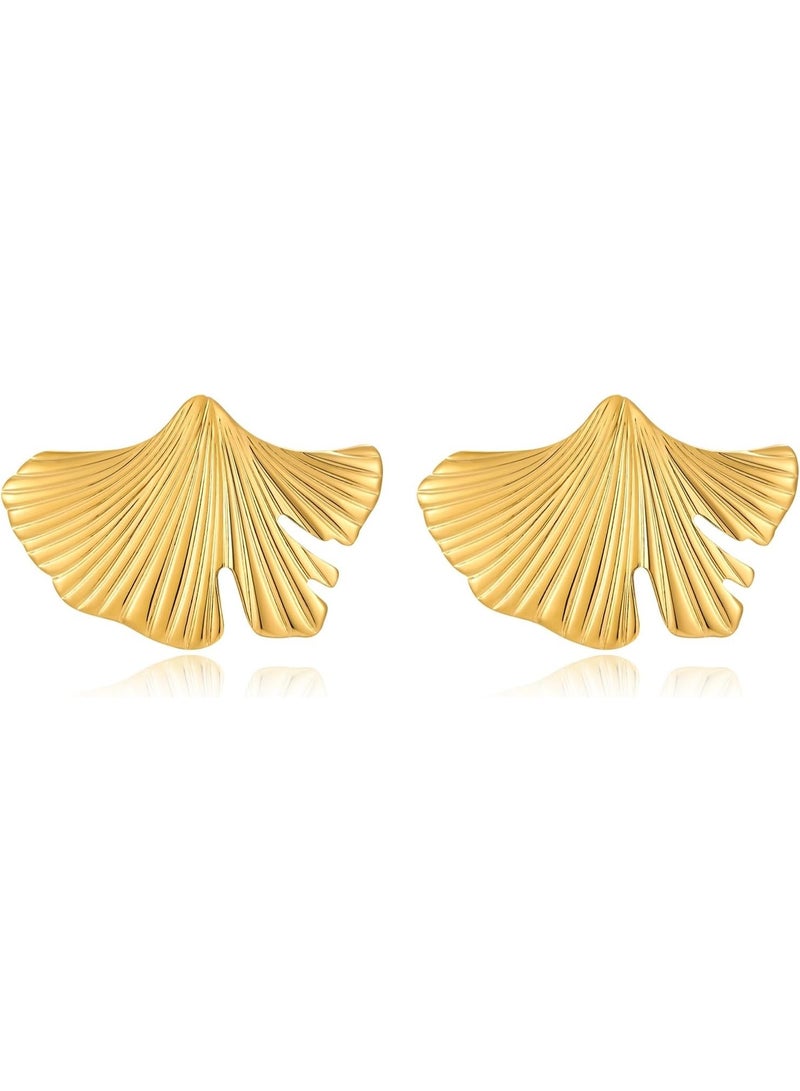 Ginkgo leaf stud earrings For Women