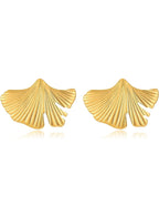 Ginkgo leaf stud earrings For Women