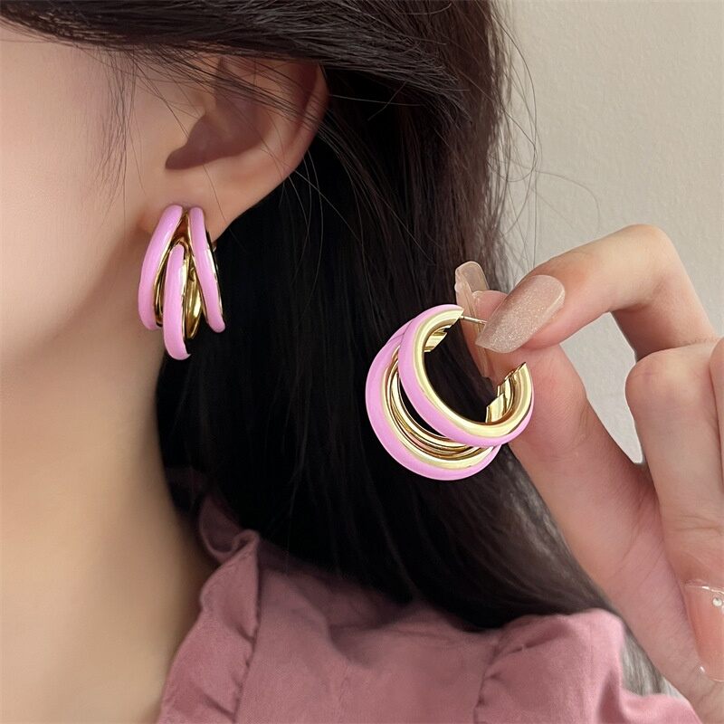 Multi-Layer C-Shaped Hoop Earrings