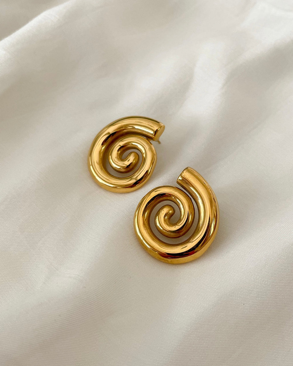 Stainless Steel Anti Tarnish Spiral Chunky Earrings