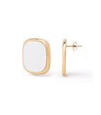 Square stud earrings with black\White inlay stone