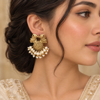 Floral Motifs Paired With Dangling White Pearl