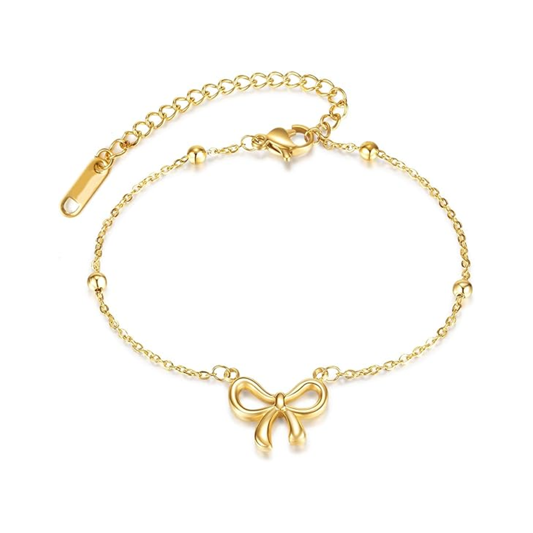 Delicate Ribbon Bow Charm Bracelet