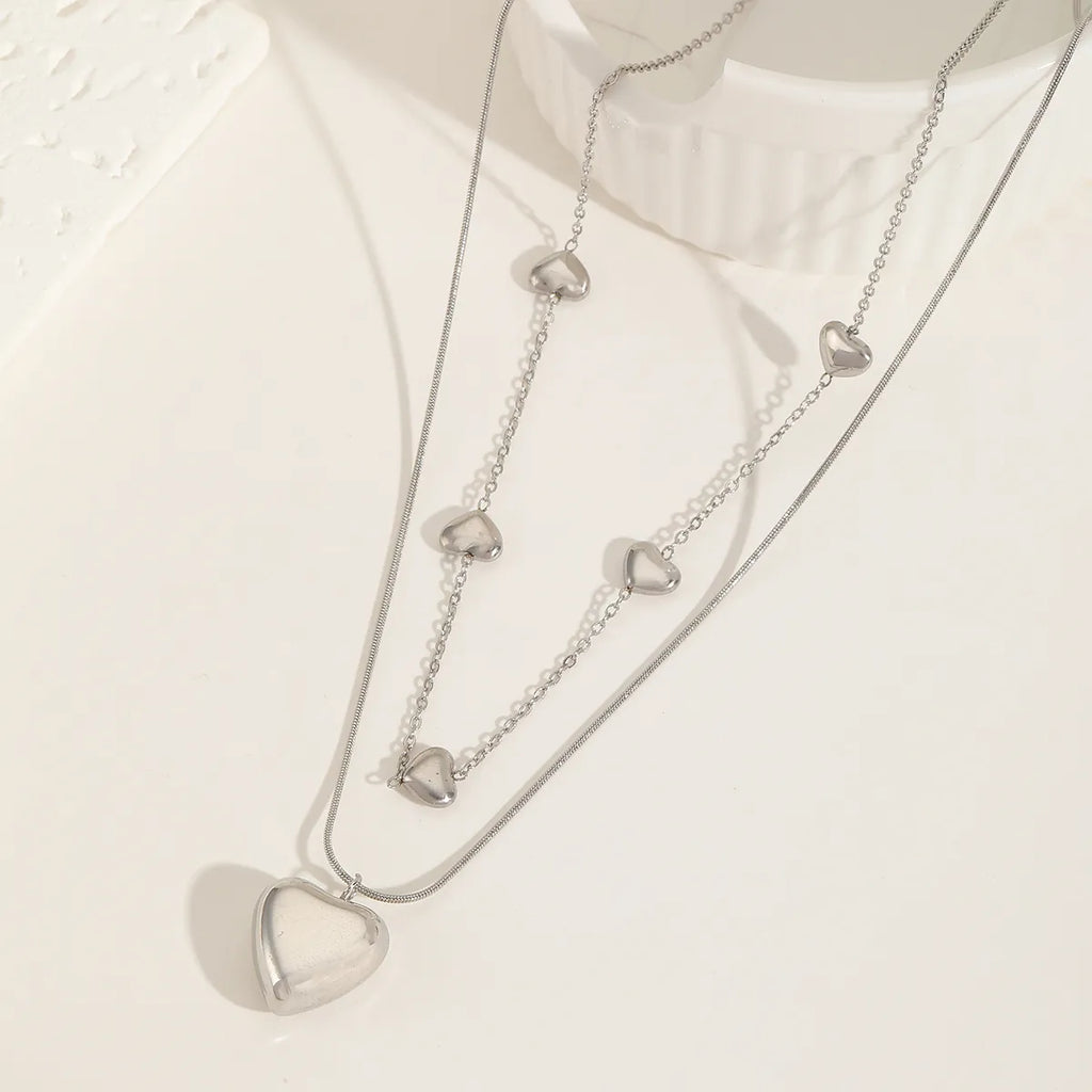 Love Heart Pendant Layered Necklace