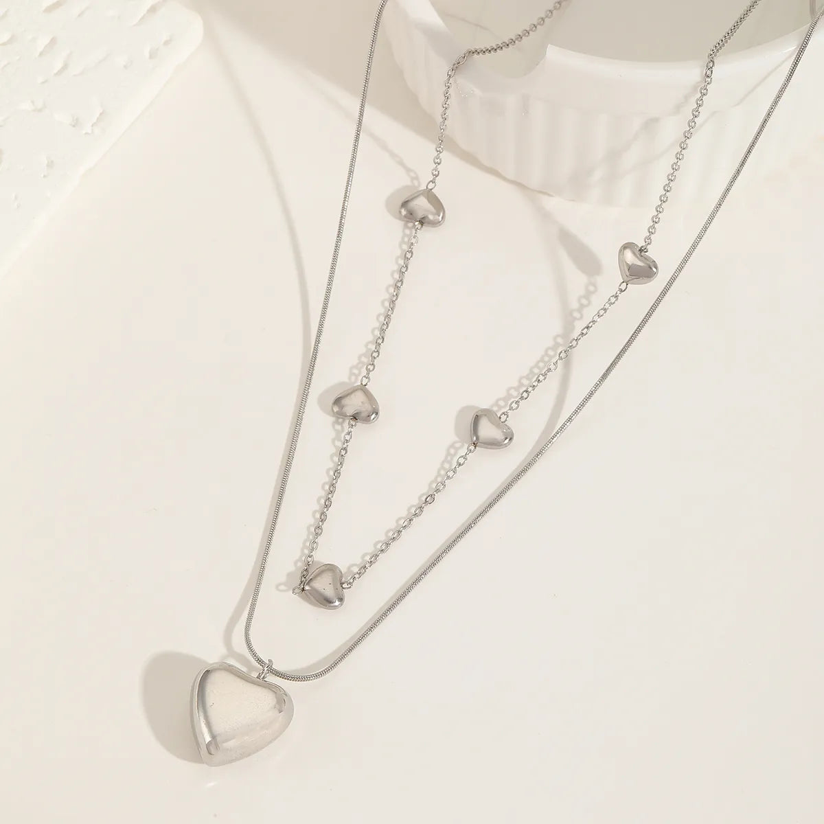 Love Heart Pendant Layered Necklace
