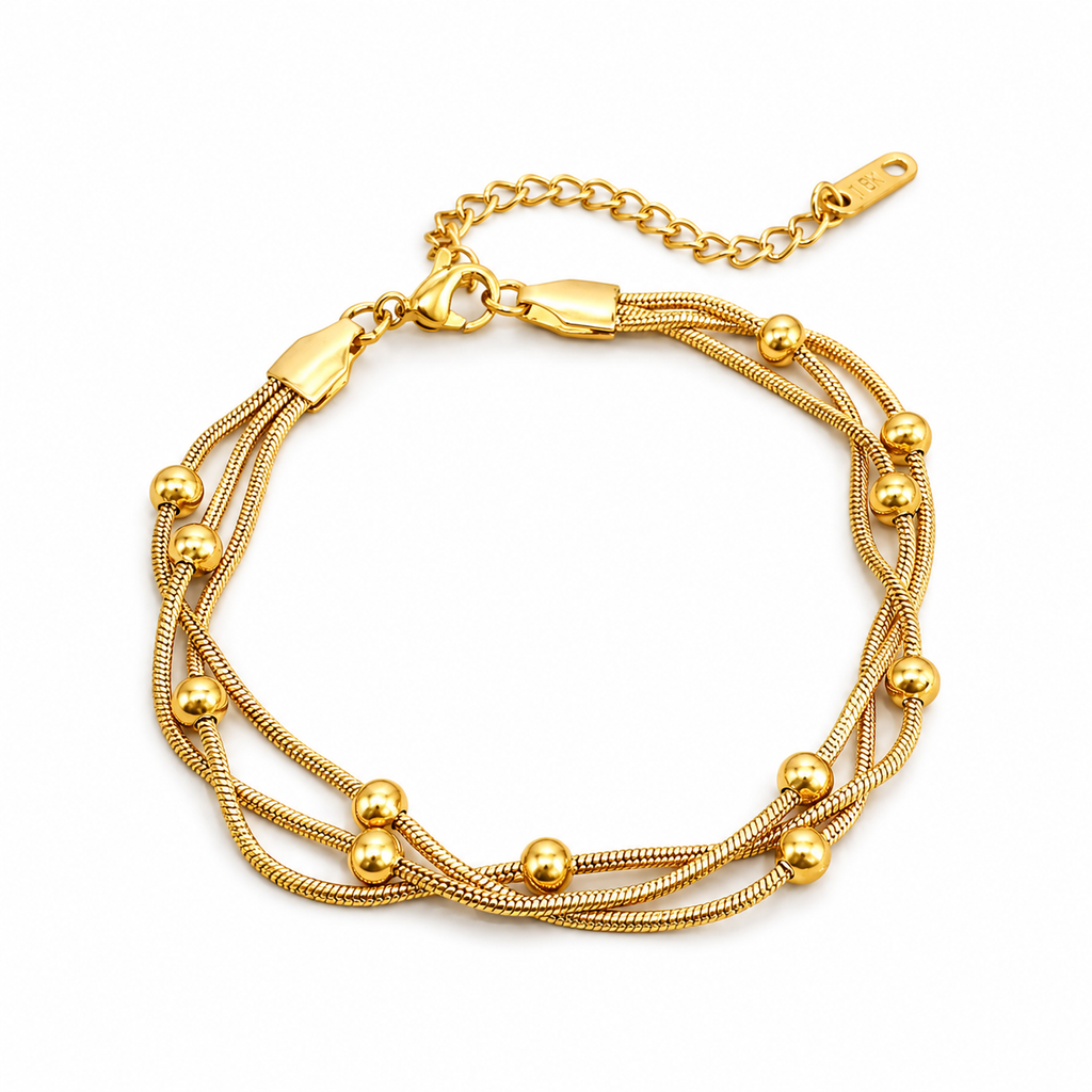 3 Layer Golden Beads Bracelet