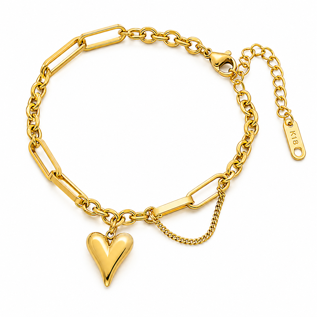 Gold Plated Heart Charm Link