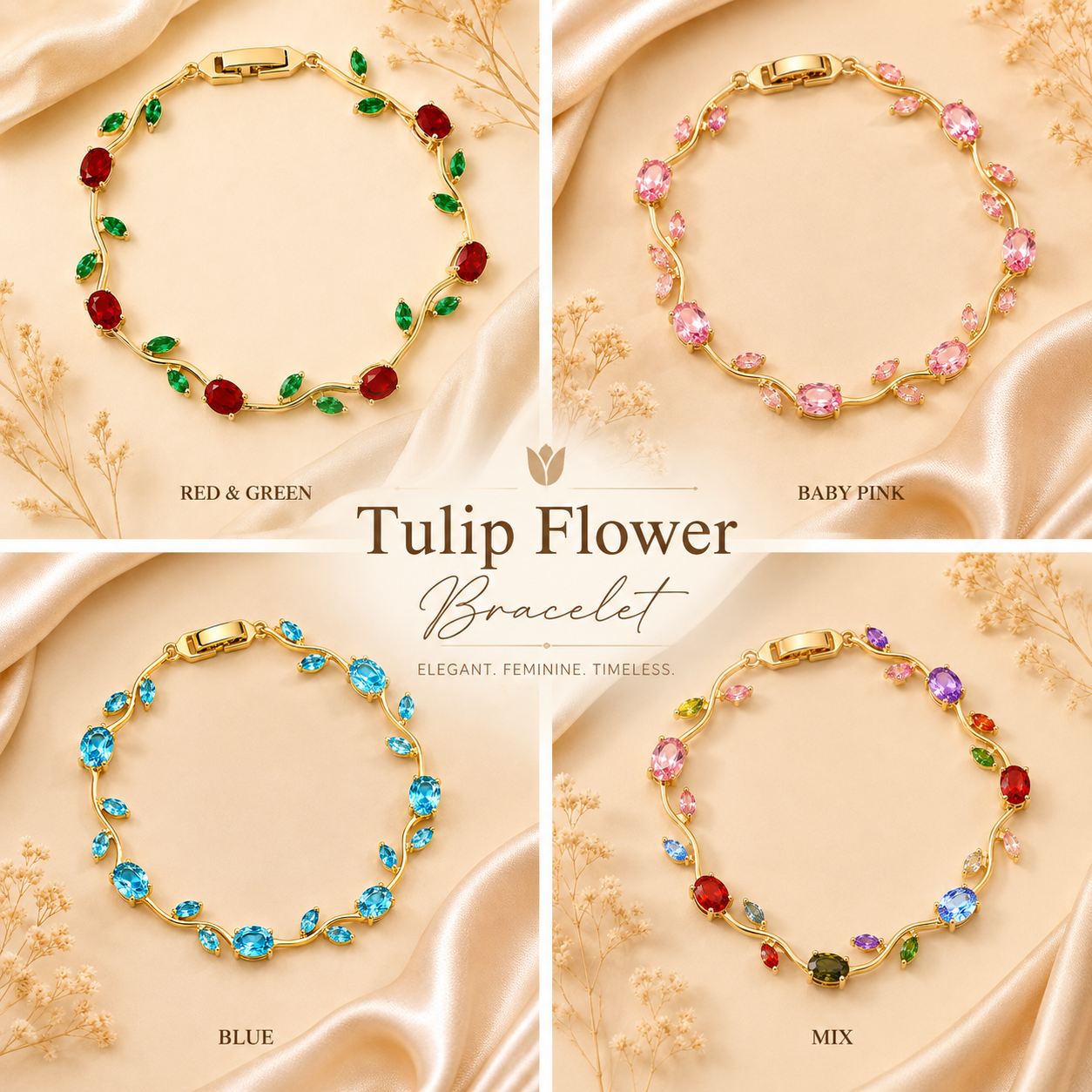 Elegant Tulip Flower Bracelet
