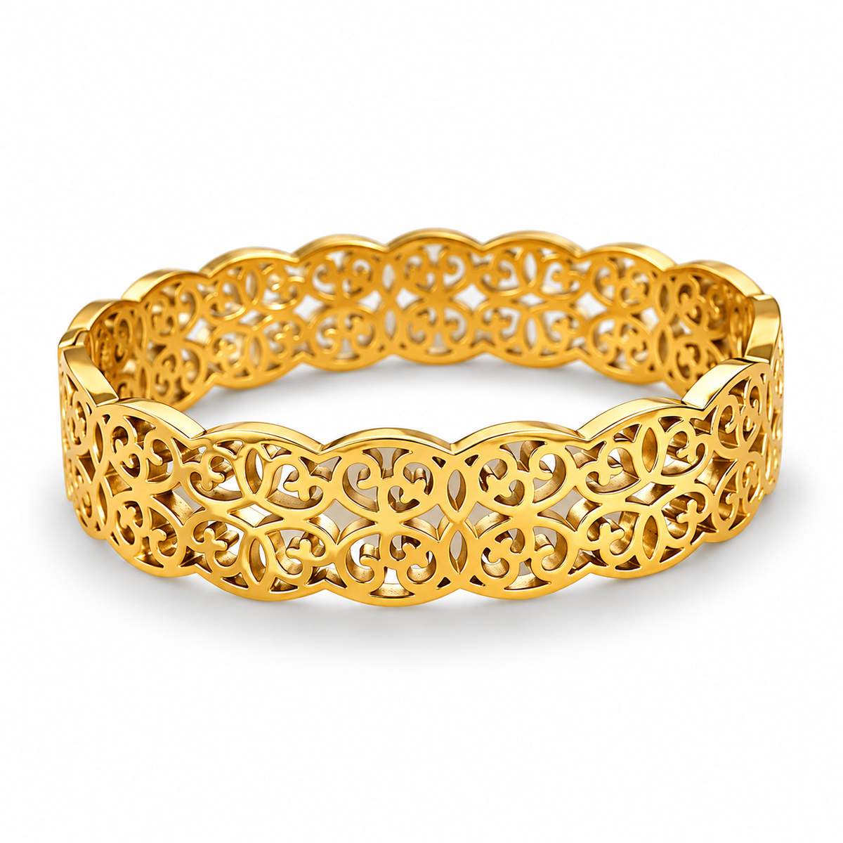 Stainless Steel Ornate Filigree Bangle