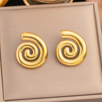 Stainless Steel Anti Tarnish Spiral Chunky Earrings