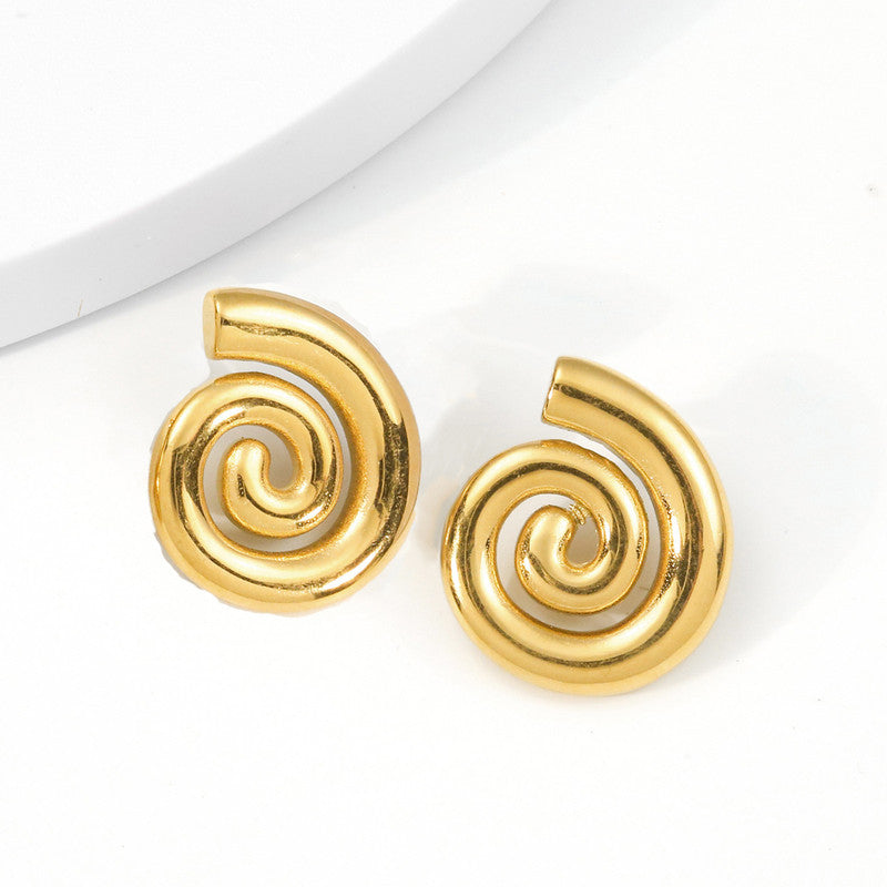 Stainless Steel Anti Tarnish Spiral Chunky Earrings