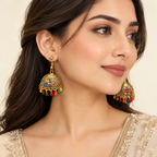 Stainless Steel Multicolor Jhumka Earrings