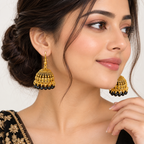Golden Dome-Shaped Drop Jhumka