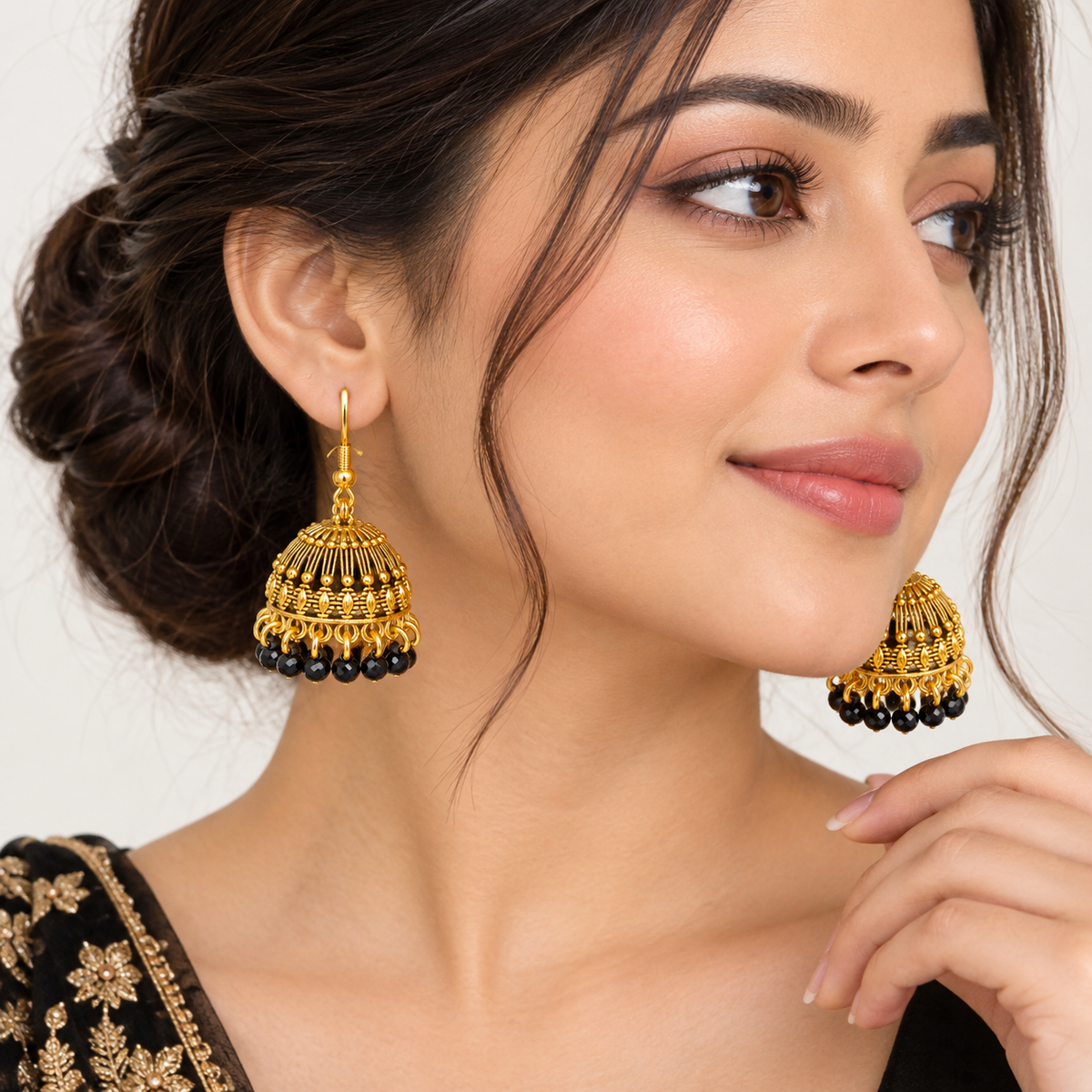 Golden Dome-Shaped Drop Jhumka